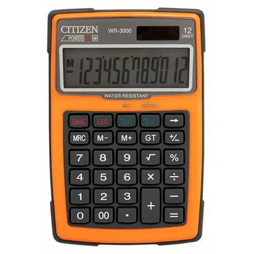 Kalkulator wodoodporny wr-3000, 152x105mm, pomarańczowy Citizen