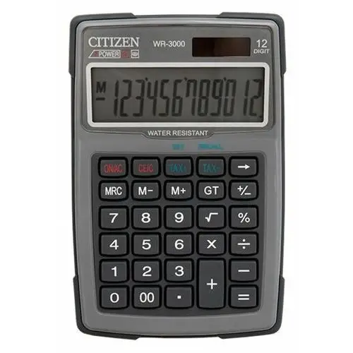 Kalkulator wodoodporny citizen wr-3000, 152x105mm, szary