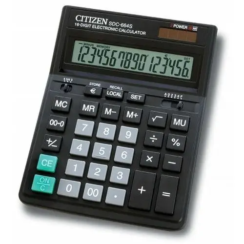 Citizen systems Kalkulator biurowy, sdc-664s, 16-cyfrowy, czarny