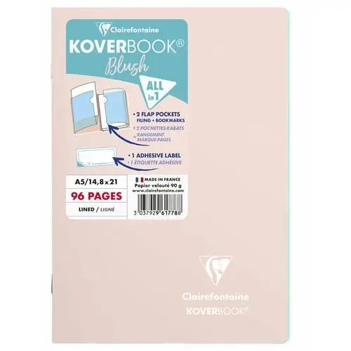 Clairefontaine, zeszyt w linie, A5, Koverbook Blush, powder pink