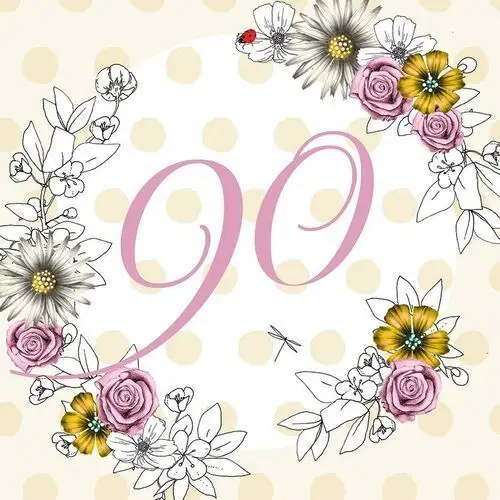 Karnet okolicznościowy Swarovski, 90 urodziny, kwiaty