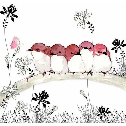 Clear creations Karnet okolicznościowy swarovski, różowe ptaszki na gałęzi