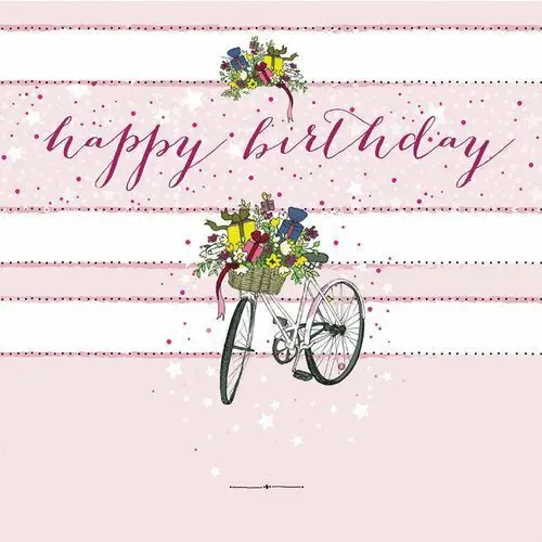 Karnet Swarovski kwadrat Urodziny rower z kwiatami CL0202