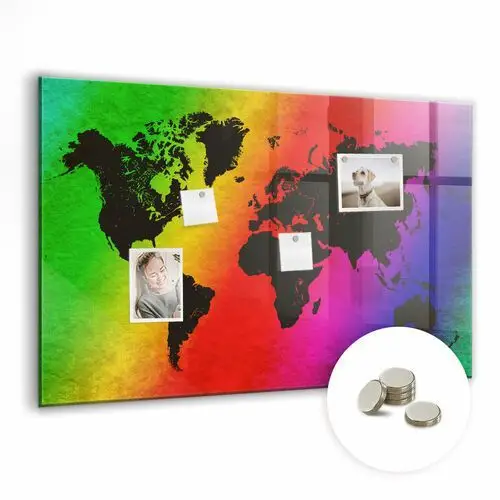 Coloray Bezramowa tablica magnetyczna ze szkła - mapa świata - 90x60 cm