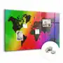 Coloray Bezramowa tablica magnetyczna ze szkła - mapa świata - 90x60 cm Sklep