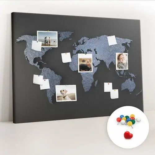 Coloray Duża tablica, korek 100x140 cm wzór mapa świata 3d + pinezki kolorowe