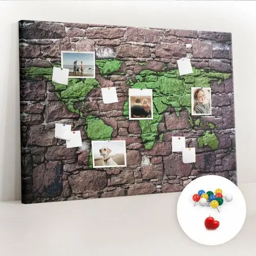 Coloray Duża tablica, korek 100x140 cm wzór mapa świata na ścianie + pinezki kolorowe
