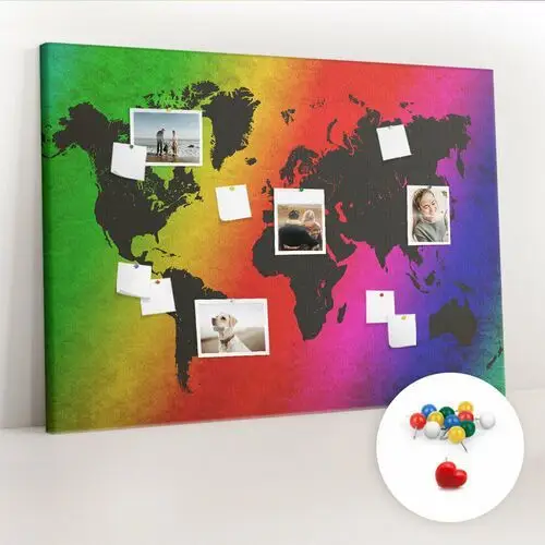 Coloray Duża tablica, korek 100x140 cm wzór mapa świata + pinezki kolorowe