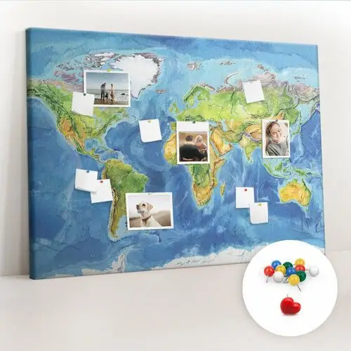 Duża Tablica, Korek 100x140 cm Wzór Mapa świata + Pinezki Kolorowe