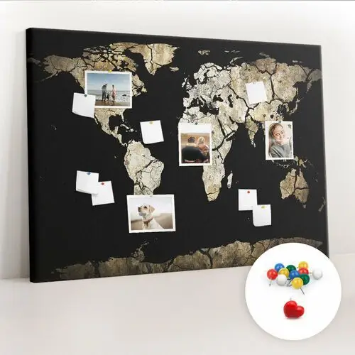 Duża Tablica, Korek 100x140 cm Wzór Mapa świata susza + Pinezki Kolorowe