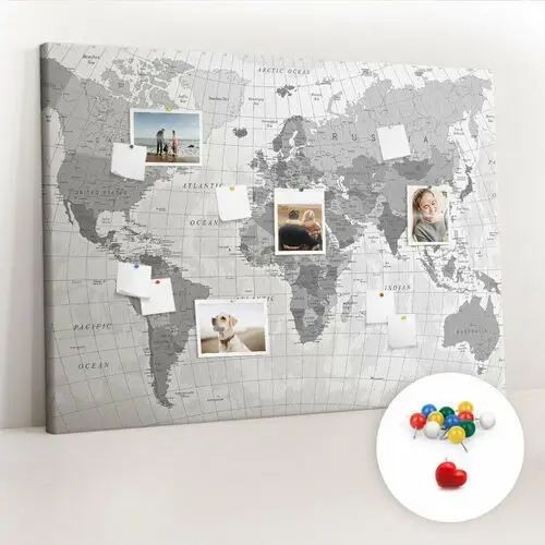 Coloray Duża tablica, korek 100x140 cm wzór polityczna mapa świata + pinezki kolorowe