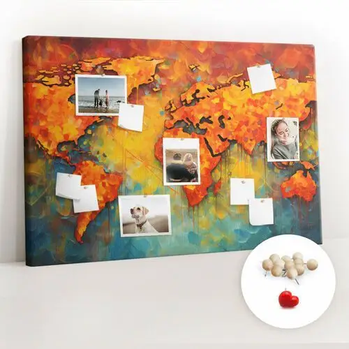 Coloray Korkowa tablica xxl - planer na ścianę 120x80 cm - dekoracyjna mapa świata + drewniane pinezki