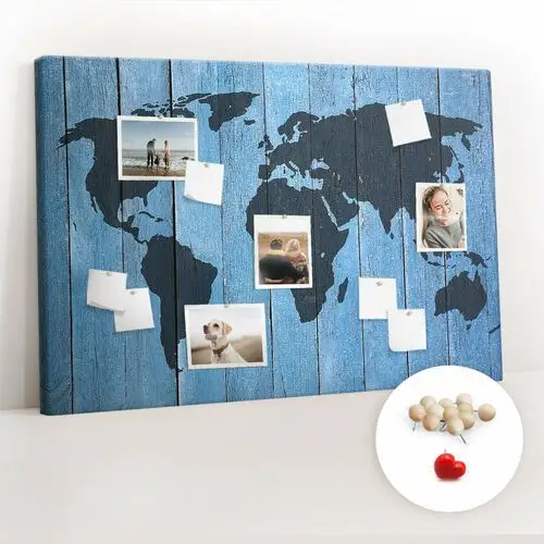 Coloray Korkowa tablica xxl - planer na ścianę 120x80 cm - mapa świata deski + drewniane pinezki