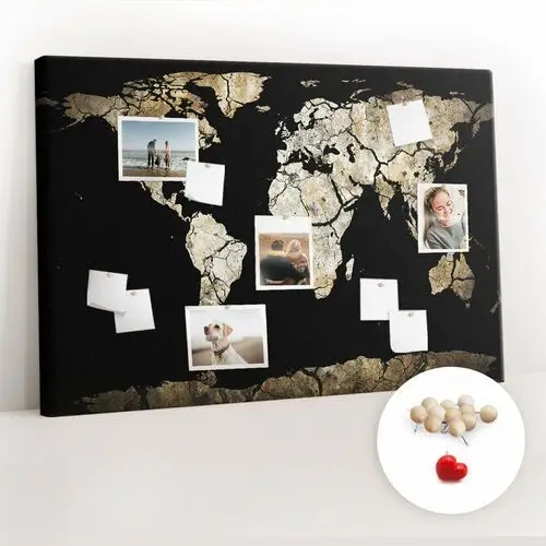 Coloray Korkowa tablica xxl - planer na ścianę 120x80 cm - mapa świata susza + drewniane pinezki