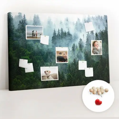 Coloray Korkowa tablica xxl - planer na ścianę 120x80 cm - mglisty las + drewniane pinezki