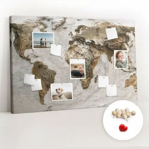 Korkowa tablica xxl - planer na ścianę 120x80 cm - stara mapa świata + drewniane pinezki Coloray