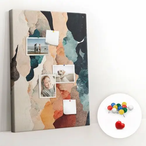 Korkowy organizer na notatkl, tablica 70x100 cm + kolorowe pinezki - krajobraz abstrakcja Coloray