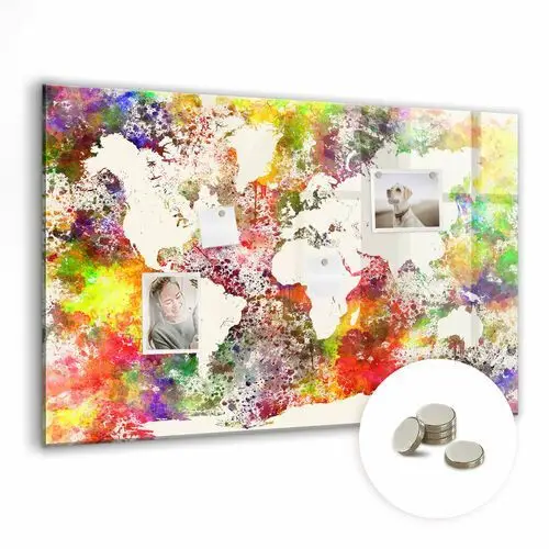Magnetyczna Dekoracja - Mapa świata akwarelowa - 90x60 cm