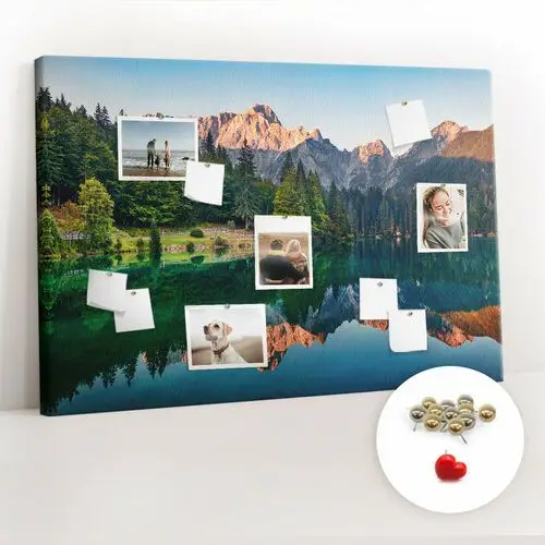 Coloray Organizer na ścianę xxl, tablica korkowa 120x80 cm - krajobraz jeziora + pinezki