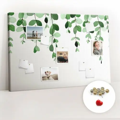 Coloray Organizer na ścianę xxl, tablica korkowa 120x80 cm - liście roślin + pinezki