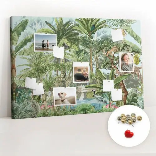 Coloray Organizer na ścianę xxl, tablica korkowa 120x80 cm - natura dżungla przyroda + pinezki