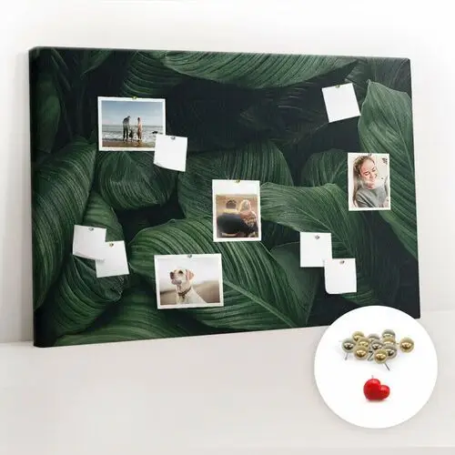 Coloray Organizer na ścianę xxl, tablica korkowa 120x80 cm - tropikalna monstera + pinezki