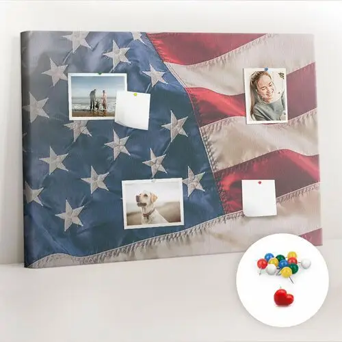 Coloray Organizer, tablica korkowa 100x70 cm + kolorowe pinezki - amerykańska flaga