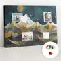 Organizer, tablica korkowa 100x70 cm + kolorowe pinezki - góry nocą Coloray Sklep