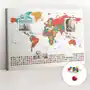 Organizer, Tablica korkowa 100x70 cm + Kolorowe Pinezki - Kolorowa mapa świata Sklep