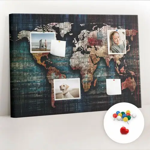 Organizer, Tablica korkowa 100x70 cm + Kolorowe Pinezki - Liniowa mapa