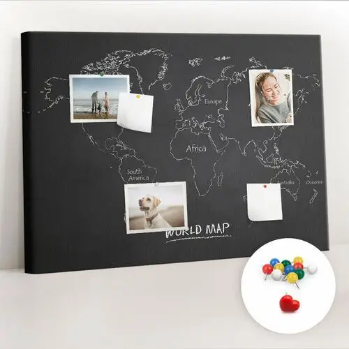Organizer, tablica korkowa 100x70 cm + kolorowe pinezki - mapa świata kraje Coloray
