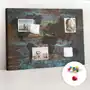 Organizer, tablica korkowa 100x70 cm + kolorowe pinezki - mapa świata rdza Coloray Sklep