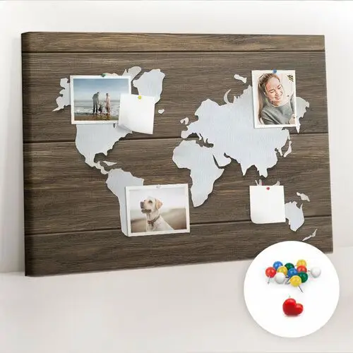 Organizer, Tablica korkowa 100x70 cm + Kolorowe Pinezki - Mapa Świata na deskach