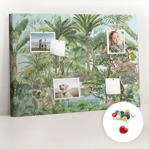 Organizer, Tablica korkowa 100x70 cm + Kolorowe Pinezki - Natura dżungla przyroda