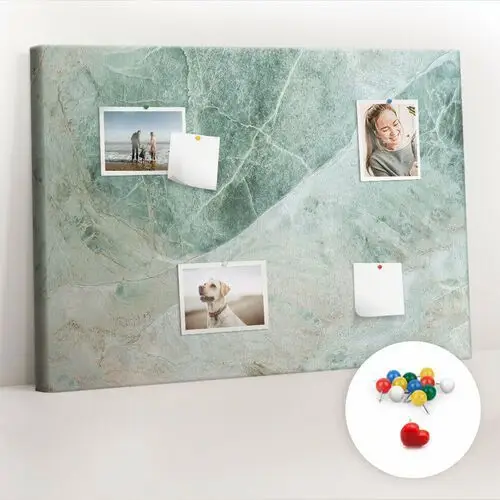 Organizer, Tablica korkowa 100x70 cm + Kolorowe Pinezki - Powierzchnia marmur