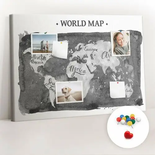 Coloray Organizer, tablica korkowa 100x70 cm + kolorowe pinezki - retro mapa świata