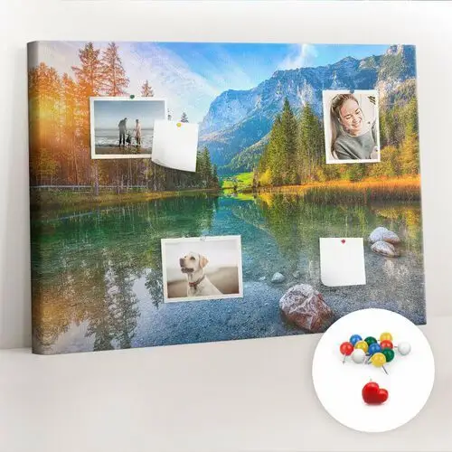Coloray Organizer, tablica korkowa 100x70 cm + kolorowe pinezki - rzeka góry krajobraz