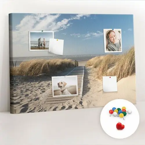 Coloray Organizer, tablica korkowa 100x70 cm + kolorowe pinezki - widok na plażę