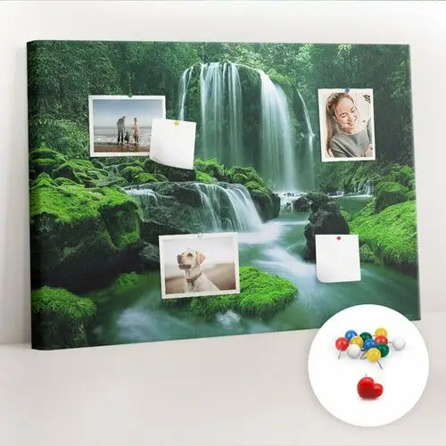 Coloray Organizer, tablica korkowa 100x70 cm + kolorowe pinezki - wodospad wśród mchu