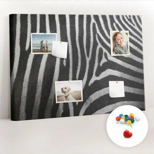 Coloray Organizer, tablica korkowa 100x70 cm + kolorowe pinezki - wzór zebry