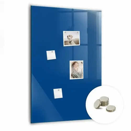 Ozdobna Szklana Tablica na Magnes - 70x100 CM + Magnesy, Kolor niebieski