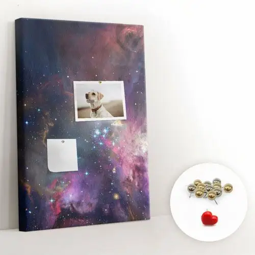 Coloray Ozdobna tablica korkowa 40x60 cm + metaliczne pinezki - galaktyka kosmos