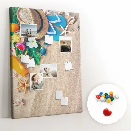 Coloray Ozdobna tablica korkowa xxl z nadrukiem egzotyczna plaża 100x140 cm + pinezki