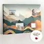 Coloray Planer na ścianę, tablica korkowa 100x70 cm, drewniane pinezki, wzór góry krajobraz Sklep