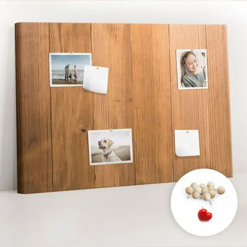 Planer na ścianę, tablica korkowa 100x70 cm, drewniane pinezki, wzór drewniane deski Coloray