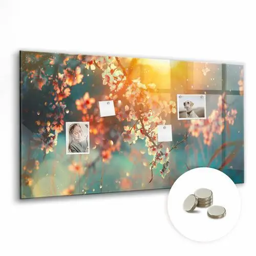 Coloray Szklana tablica magnetyczna - 120x60 cm, wiosenne kwiaty