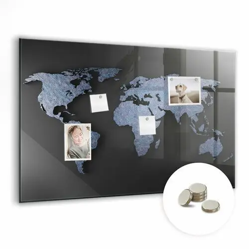 Coloray Szklana tablica magnetyczna - mapa świata 3d - 90x60 cm
