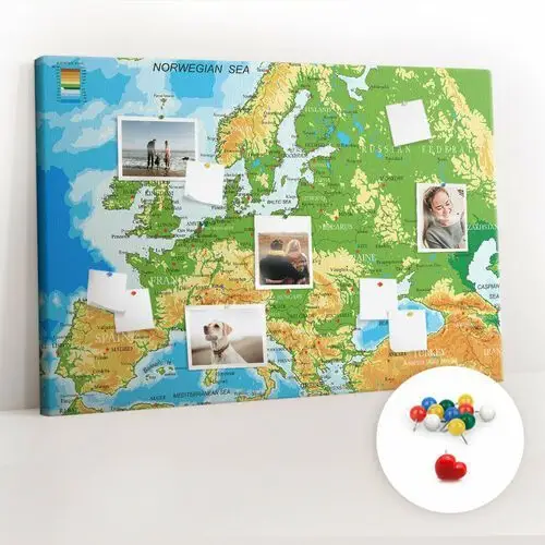 Coloray Tablica korkowa 120x80 cm + kolorowe pinezki - geografia mapa świata