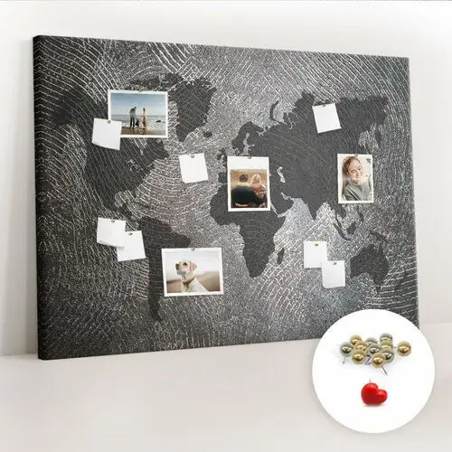 Coloray Tablica korkowa xxl - 100x140 cm - mapa świata beton + metaliczne pinezki