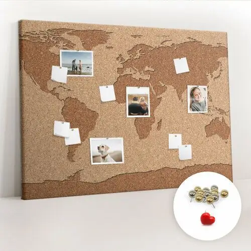 Coloray Tablica korkowa xxl - 100x140 cm - mapa świata z korka + metaliczne pinezki